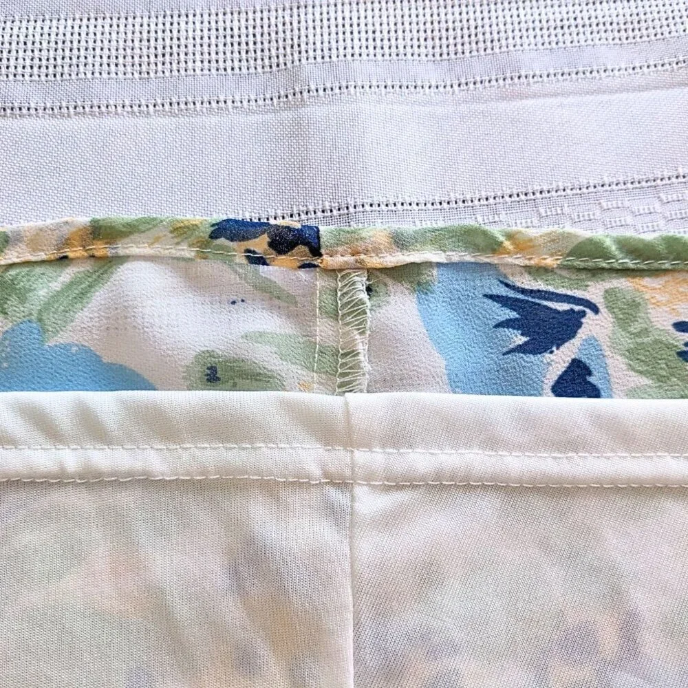 Anthropologie ICHI Adiline Cream Blue Floral Chiffon Wrap Midi Dress Size 34/6